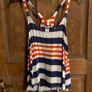 Blue Striped Button Down/Open Back Tank | Size S